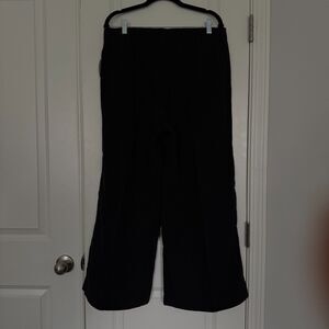 Old Navy Women Pants PM Black High-Waisted Crinkle Gauze Wide-Leg Comfort NWT